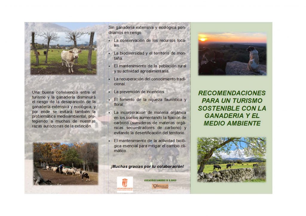 RECOMENDACIONES PARA UN TURISMO SOSTENIBLE CON LA GANADERÍA Y EL MEDIOAMBIENTE